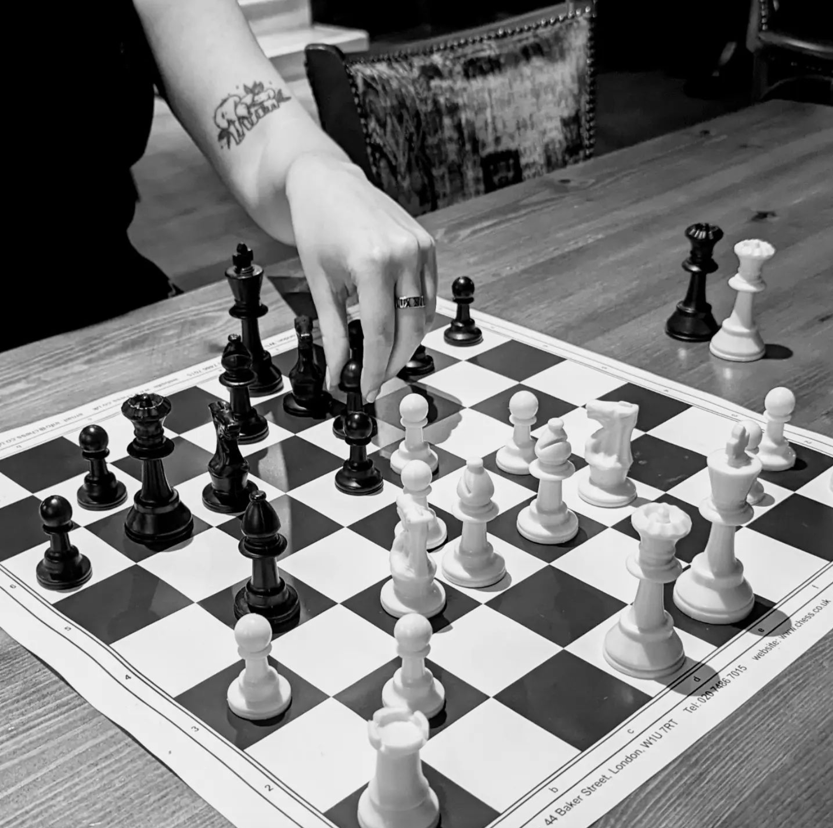 Chess hand, it's all about the black and white